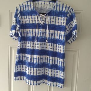 Allison Daley Tie Dye Blue White Short Sleeve Medium